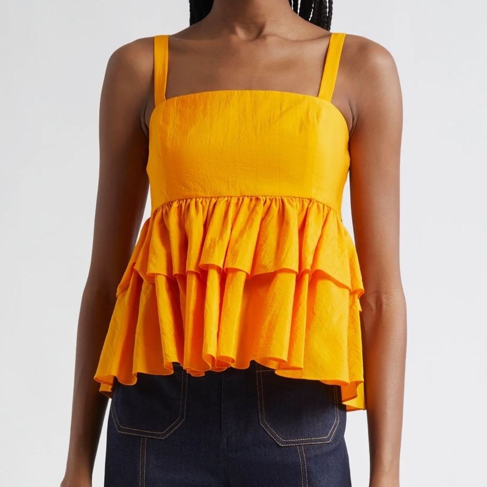 NWT Cinq à Sept Ruffle Tiered Cami Tank Top Summer Vacation Designer Size Large